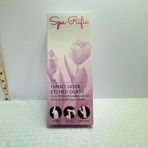 Blue Nano Laser Etched Glass Pedicure & Manicure Set